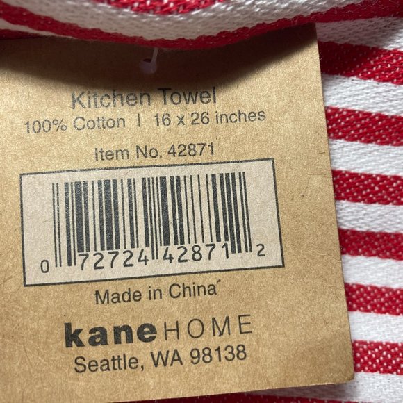 Striped Red Kitchen Hand Towel Nautical Anchor - Picture 5 of 9